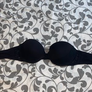 Black Strapless Push-up Lace Bra